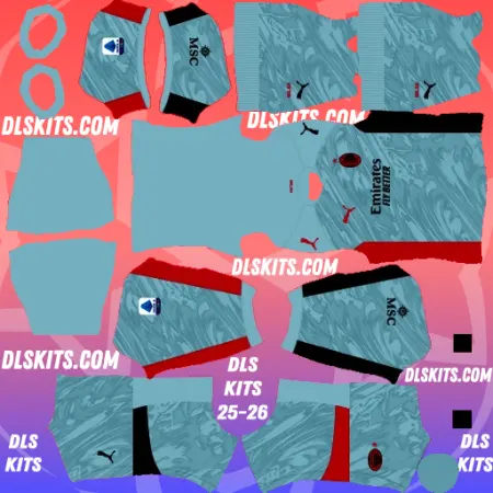 AC Milan 2025-26 Goalkeeper Home Kit Dream League Soccer Kits Serie A