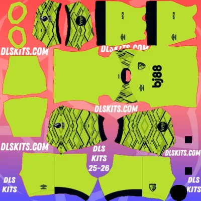 AFC Bournemouth Kit 2025-26 Goalkeeper Home Dream League Soccer Kits for DLS 25