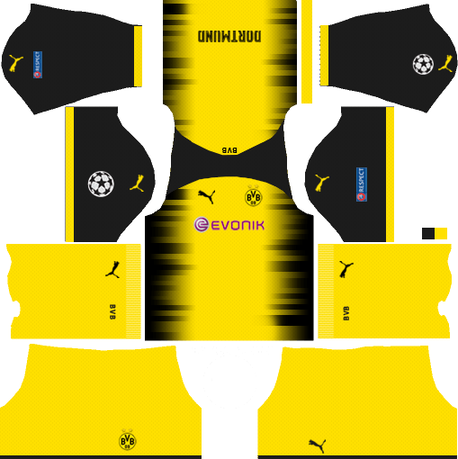 Borussia Dortmund Dream League Soccer Kits 512x512 URL - International with Yellow Shorts