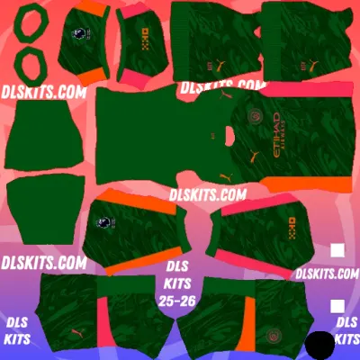 Manchester City 2025-26 Dream League Soccer Kits For DLS 26 Manchester City 2025-26 Goalkeeper Home Kit for Dream League Soccer DLS Kits