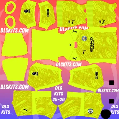 Manchester City 2025-26 Dream League Soccer Kits For DLS 26 Manchester City 2025-26 Goalkeeper Third Kit for Dream League Soccer DLS Kits
